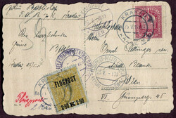1918 (May 25), Kraków–Vienna airmail postcard, picture postcard of ...