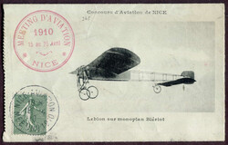 1910 (April 19), Aviation Meeting at Nice, illustrated folded letter ...
