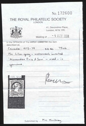 1876, 15c greenish grey Large Queen, script watermark, perforated ...