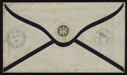 1857 (December 24), mourning cover from Toronto to Lower Allithwaite, ...