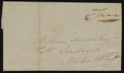 1823 (November 13), Cornwall straight-line on stampless folded letter ...