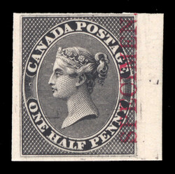 1857-64, ½d black Queen Victoria trial colour plate proof with major ...