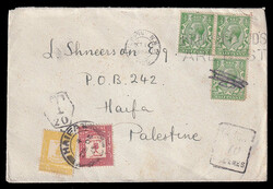 1925 (October 11), London to Haifa, underpaid commercial cover, ...