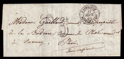 1857 (September 27), stampless folded letter carried by steamship ...