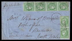 1871 (September 8), multi-franked imperforate Cérès cover, Pau to ...