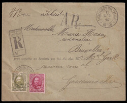 1894 (March 2), registered Avis de Réception cover to Grevenmacher, ...