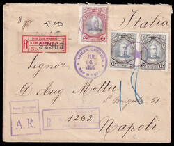 1906 (July 6), registered Avis de Réception cover to Italy, franked ...