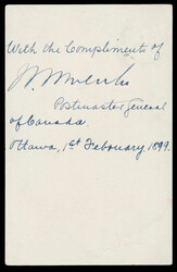1899 (February 1), Sir William Mulock signed colour postcard, ...