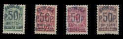 1920 (30 June), Type 6 '50r' surcharges on the four perforated values ...