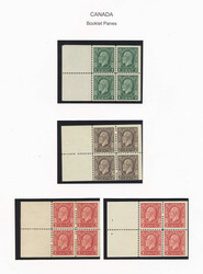 1932, 1c to 3c Medallion booklet panes, group of five, with 1c dark ...