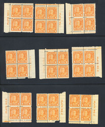 1930, Arch & Maple Leaf mint plate block collection, of over 50 plate ...