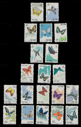 1963, 4f to 50f Butterfly issue, complete set of 20, unused without ...