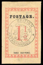1886, British Consular Mail for Antananarivo, comprising 1d rose ...