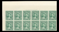 1857-1864, 9½d green Queen Victoria plate proof inscription block, ...