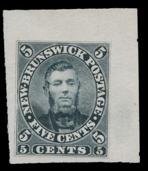 1860, 5¢ Connell, trial colour proof in black on India paper, cut ...