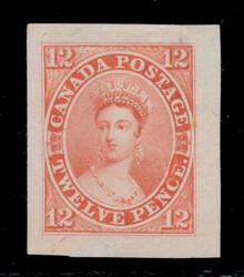 1878 (circa), 12d Queen Victoria, "Goodall" die proof in vermilion, ...