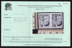 1970, 6c black Centennial on hibrite paper, vertical imperforate pair ...