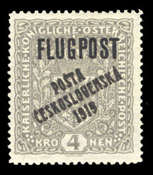 1919, Austria airmail set overprinted “Posta Ceskoslovenska 1919 ...