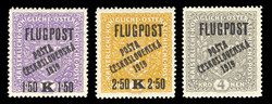 1919, Austria airmail set overprinted “Posta Ceskoslovenska 1919 ...