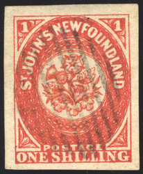 1857, 1sh scarlet vermilion Heraldic, Sperati forgery, a impressively ...