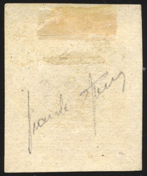 1857, 1sh scarlet vermilion Heraldic, Sperati forgery, a impressively ...