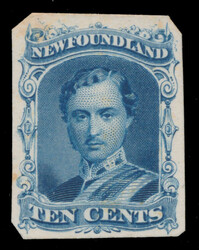 1870 10c Consort trial colour die proof in blue, on thick card, ...