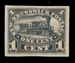 1860, 1c Locomotive, trial colour die proof in black, stamp size, on ...