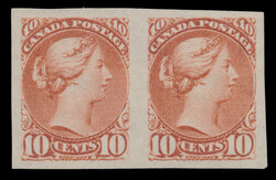1891, 10c rose carmine Small Queen imperforate pair, unused, without ...