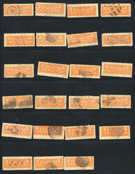 Registration, 1875, group of 71 used 2c orange, with numerous fancy ...
