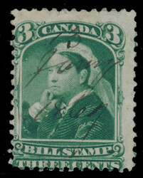 1868, Third Bill issue, 3c green, watermarked, elusive as such, ...