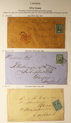 Decimal Issues, 1859-64, 12½c yellow green, group of eight covers, ...
