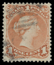 1868, 1c brown red Large Queen on watermarked Bothwell paper, showing ...