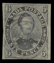 1851, 6d slate violet Consort, on laid paper, prominent laid lines, ...
