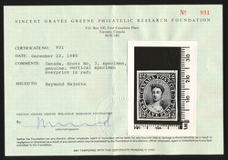 1851, 12d black Victoria plate proof, on India paper, overprinted ...