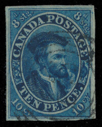 1855, 10d blue Cartier, on thin, crisp paper, good margins, clear on ...