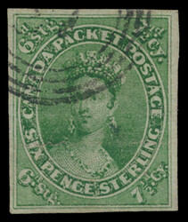 1857, 7½d green Queen Victoria, four ample to large margins, ...