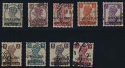 Gwalior, 1949, 3p to 12a Alizah Press overprint, on King George VI ...