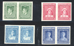 1938, 2c to 7c Royal Family imperforate horizontal pairs, never ...
