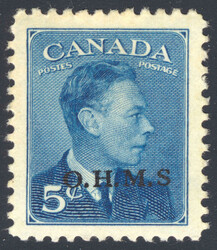1950, 5c King George VI, overprinted "O.H.M.S.", variety "missing ...