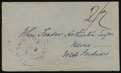 1849 (December 27), Toronto to Nevis, West Indies, stampless cover, ...