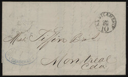 1871 (January 19), Cardenas, Cuba, to Montreal, stampless folded ...