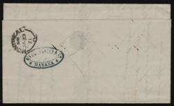 1871 (January 19), Cardenas, Cuba, to Montreal, stampless folded ...