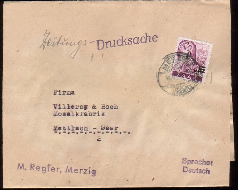 1 Fr. auf 10 Pf. einzeln auf Zeitungs-Drucksachen-Schleife für 1 ...