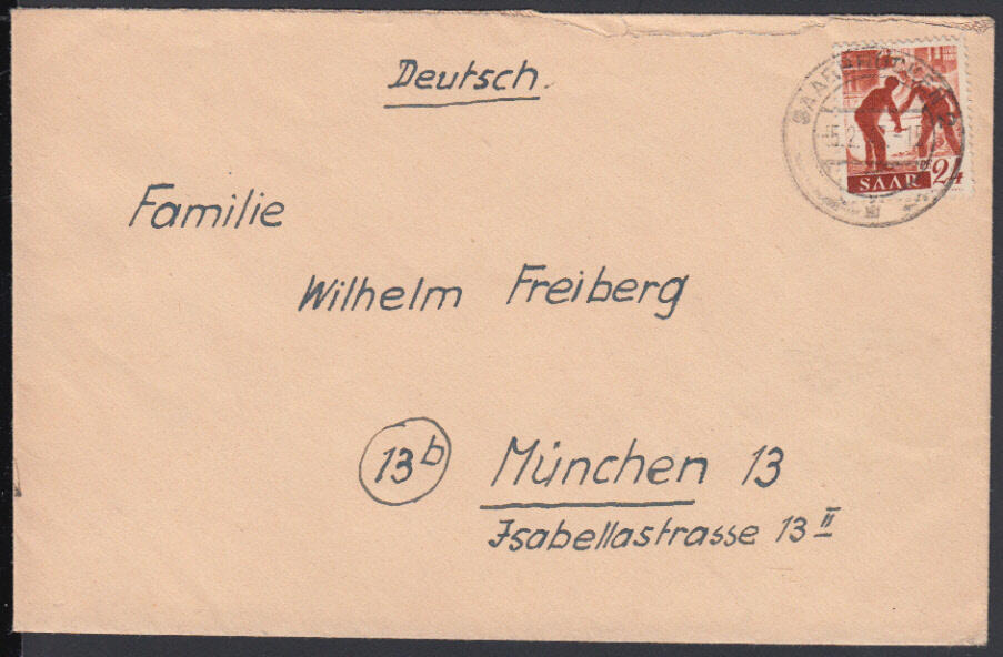 SAARBRÜCKEN 2 / 5.2.47, Brief (oben Öffnungsmängel) mit 24 Pf. vom ...