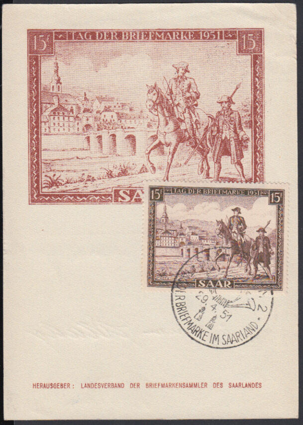 Tag der Briefmarke 1951, 15 Fr. als Maximumkarte (dünner weißer ...