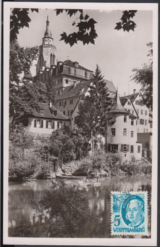 5 (Pf.) Hölderlin 3. Ausgabe auf entspr. Maximumkarte 'Tübingen - ...