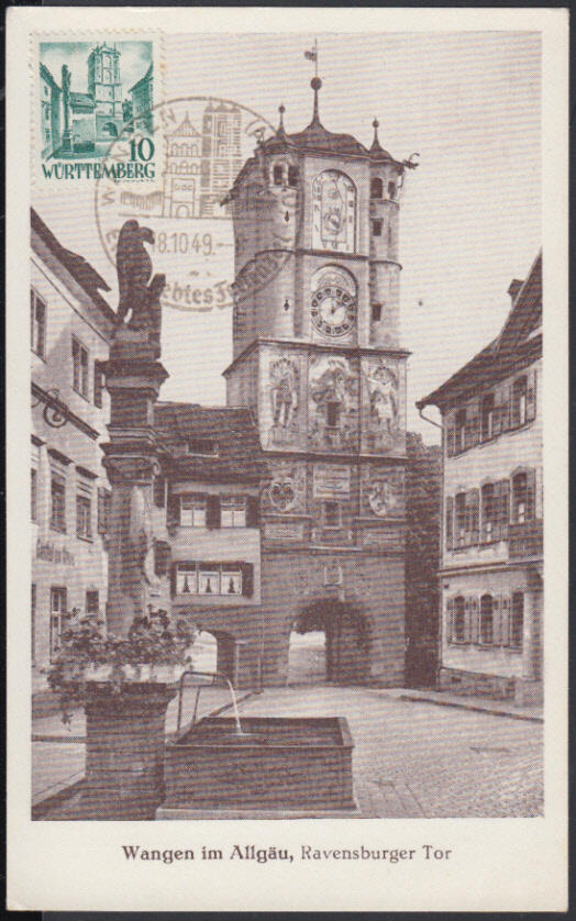 10 (Pf.) Wangen 3. Ausgabe auf entsprechender Maximumkarte mit ...