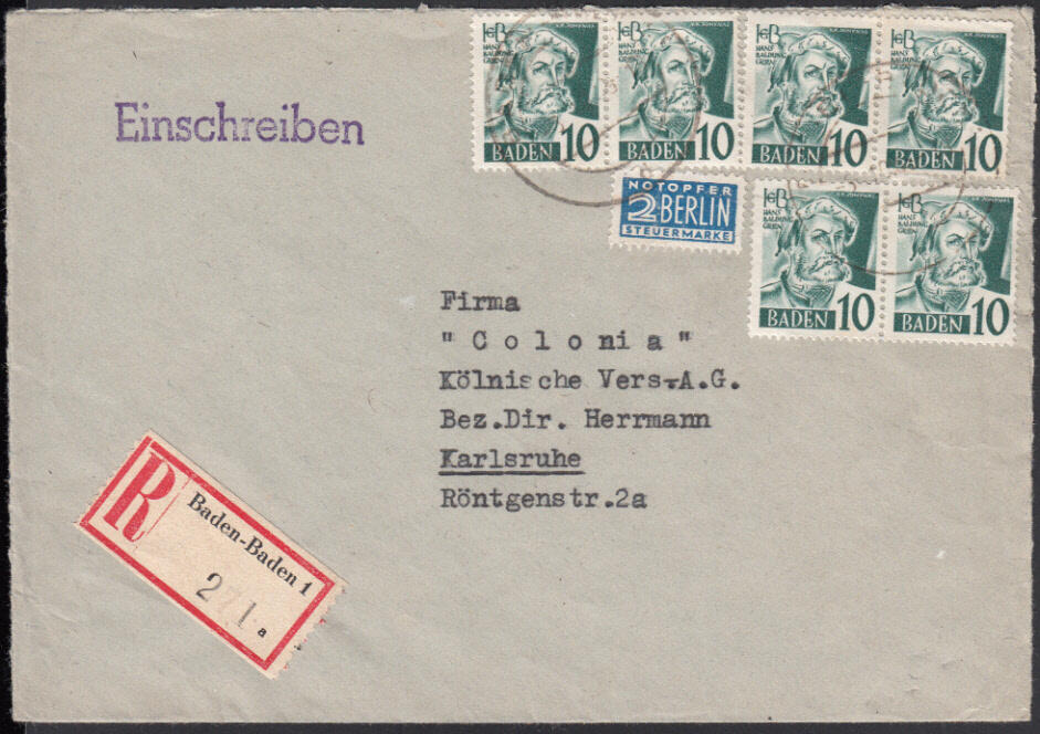 10 Pf. III. Ausgabe, sechs Werte (drei waager. Paare) mit NOB auf ...
