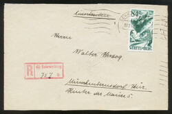 14b Schramberg, roter R-Stempel klar auf Ebf. mit 84 Pf. 1. Ausgabe ...