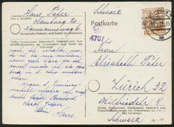 HAMBURG 1 / 1.9.48, 24 Pf. Band auf Auslandskarte in die CH vom ...